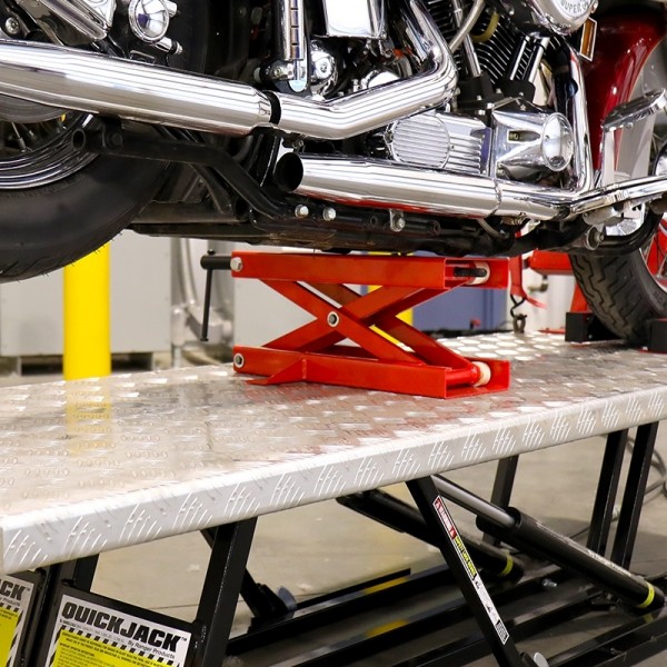 Motorcycle jack with QuickJack lift